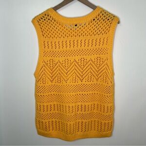 NWT Talbots Yellow Open Knit Sleeveless Sweater Size XL Petite Coastal Preppy